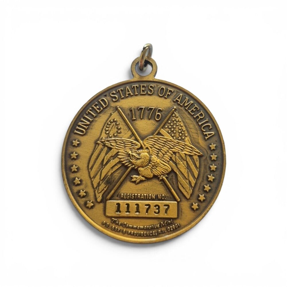 Vintage 1776-1976 Bicentennial Liberty Bell Medallion Brass Tone Pendant